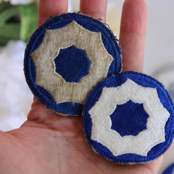 Vintage 1940s Patch, 9th Service Command Blue Circle with White Sew On Army - Picture 12 of 12